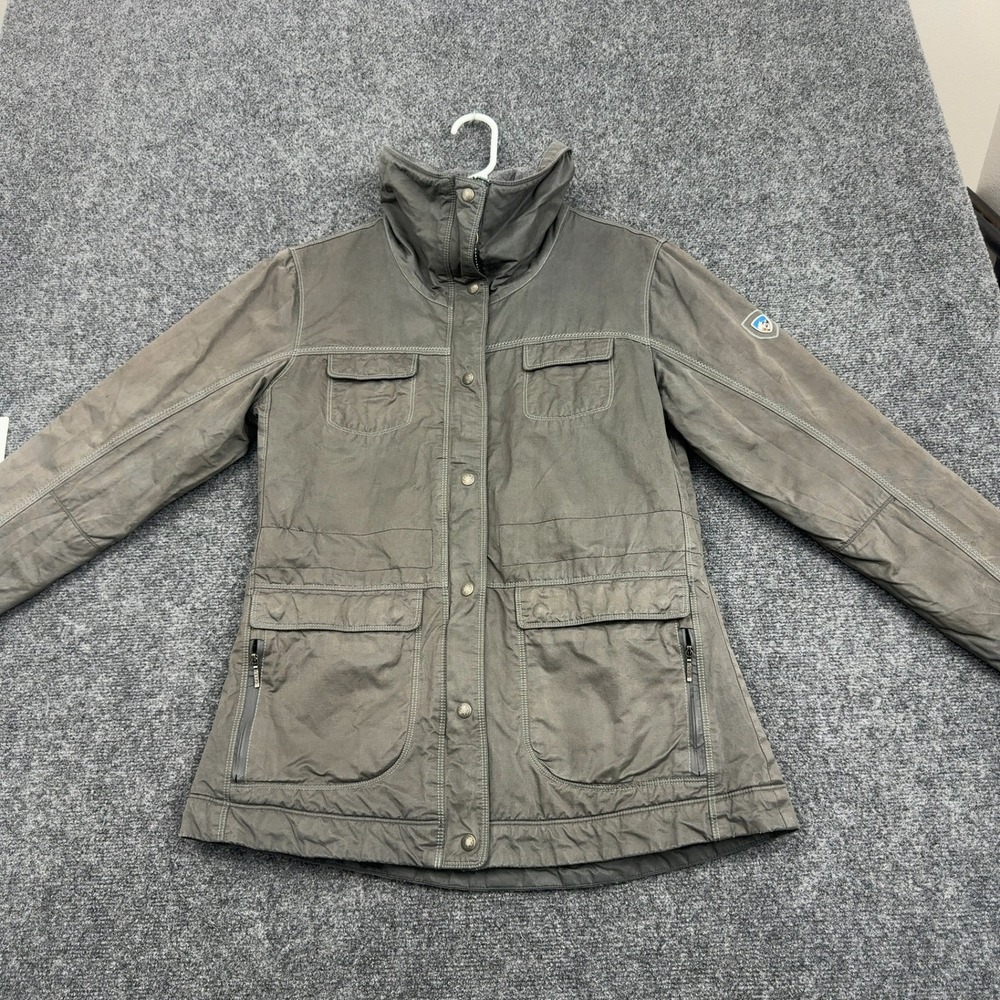 Kuhl Jacket Womens M Grey Cotton Blend Utility Mock Neck Outdoor Casual